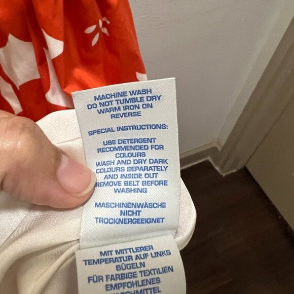 Boden Marilyn Fit and Flare Dress Orange White Print 14R - Picture 7 of 8